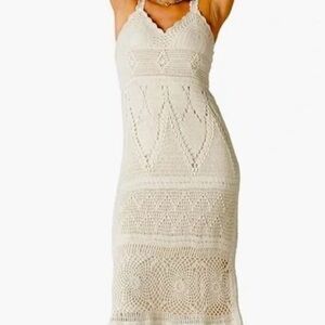 Lucky Brand Crocheted Maxi Dress Size S Cream 100% Cotton / Lined (Polyester)